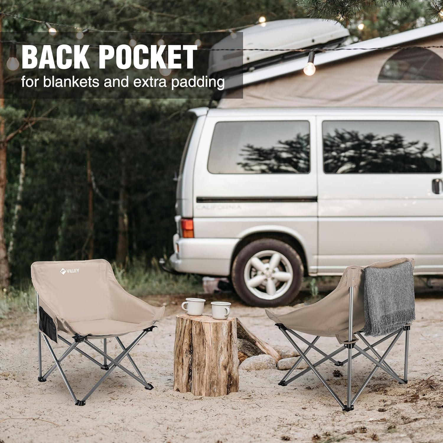 Silla de Camping Plegable VILLEY Beige 3.03 kg para Exterior