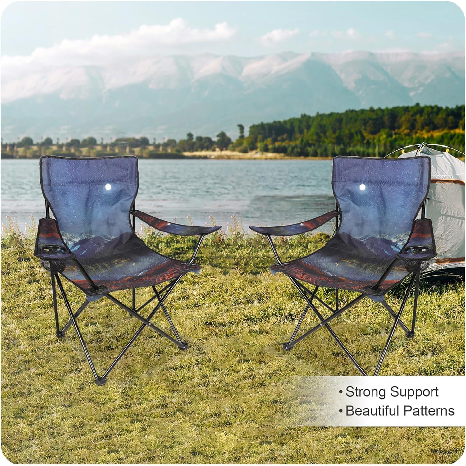 Sillas de Camping Plegables LANMOUNTAIN - 2 Paquete Azul Bruma