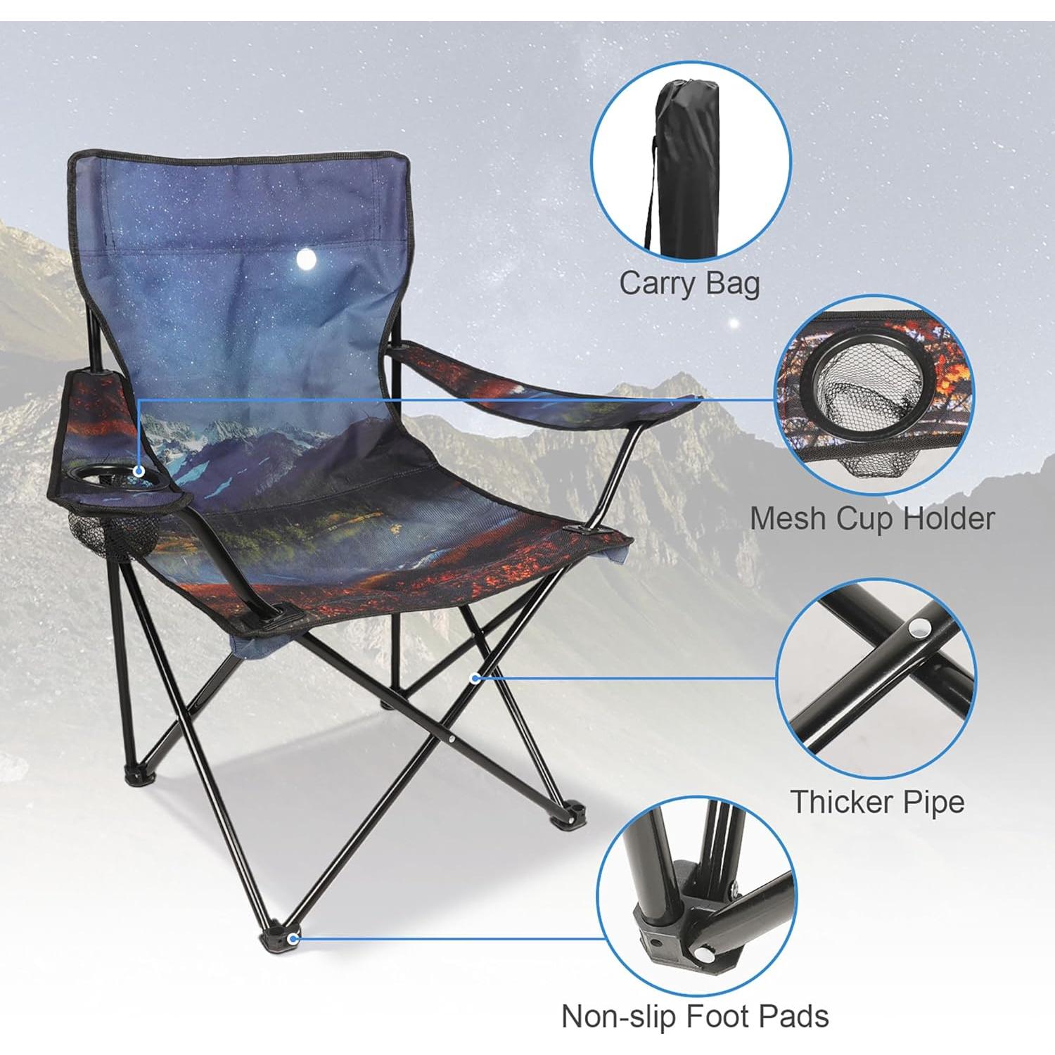 Sillas de Camping Plegables LANMOUNTAIN - 2 Paquete Azul Bruma