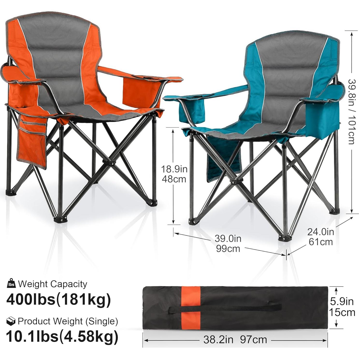 Paquete de 2 Sillas de Camping Acolchadas LANMOUNTAIN 181 kg