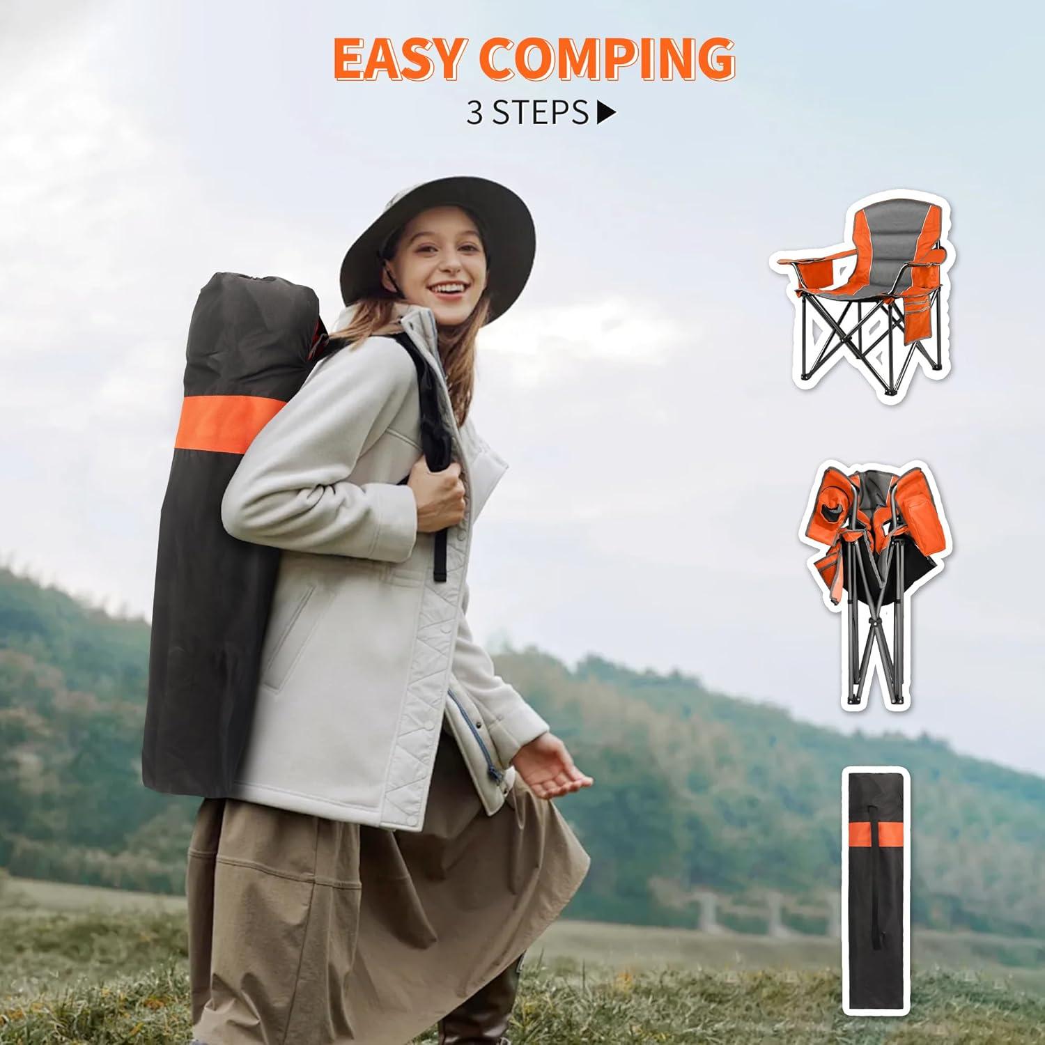 Paquete de 2 Sillas de Camping Acolchadas LANMOUNTAIN 181 kg