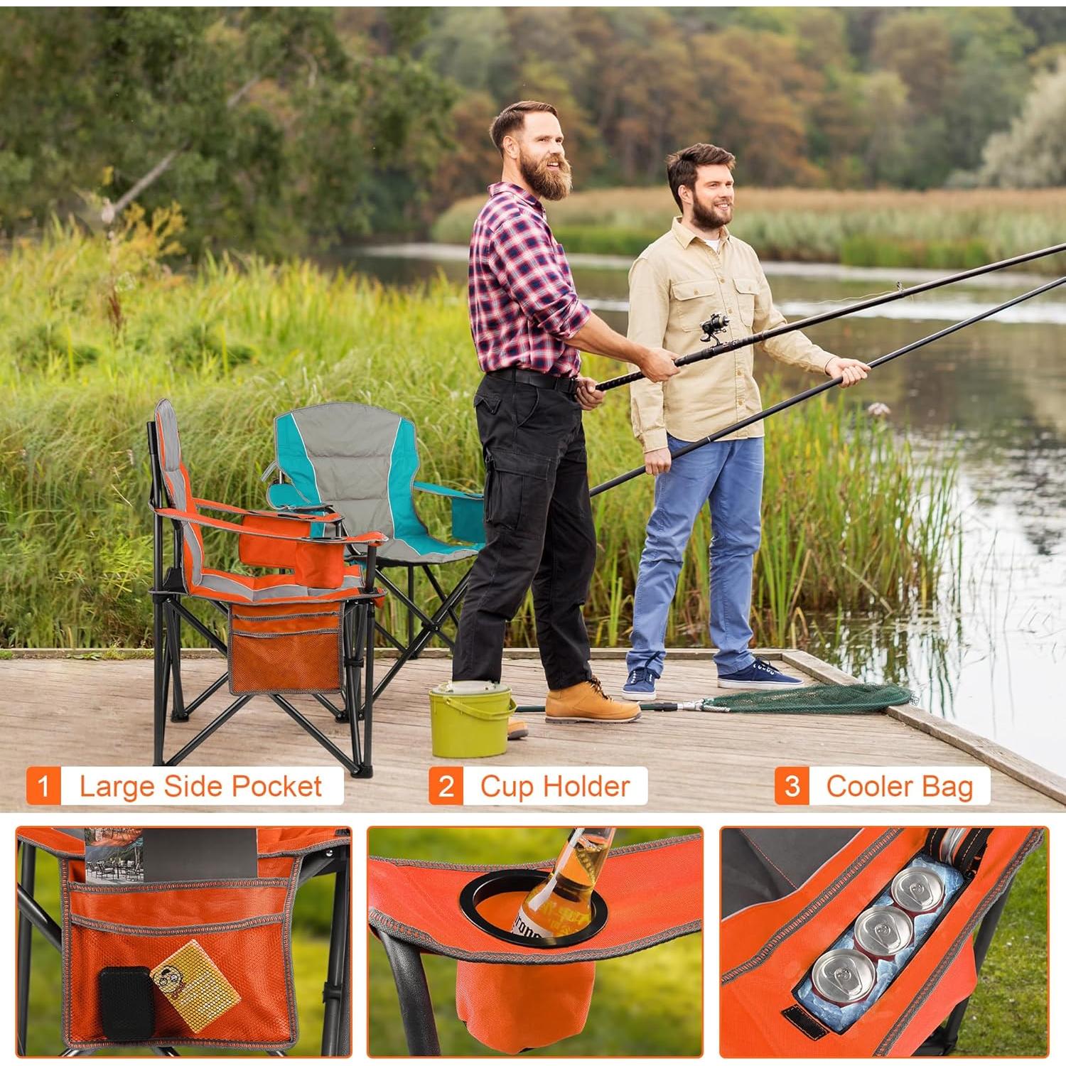 Paquete de 2 Sillas de Camping Acolchadas LANMOUNTAIN 181 kg