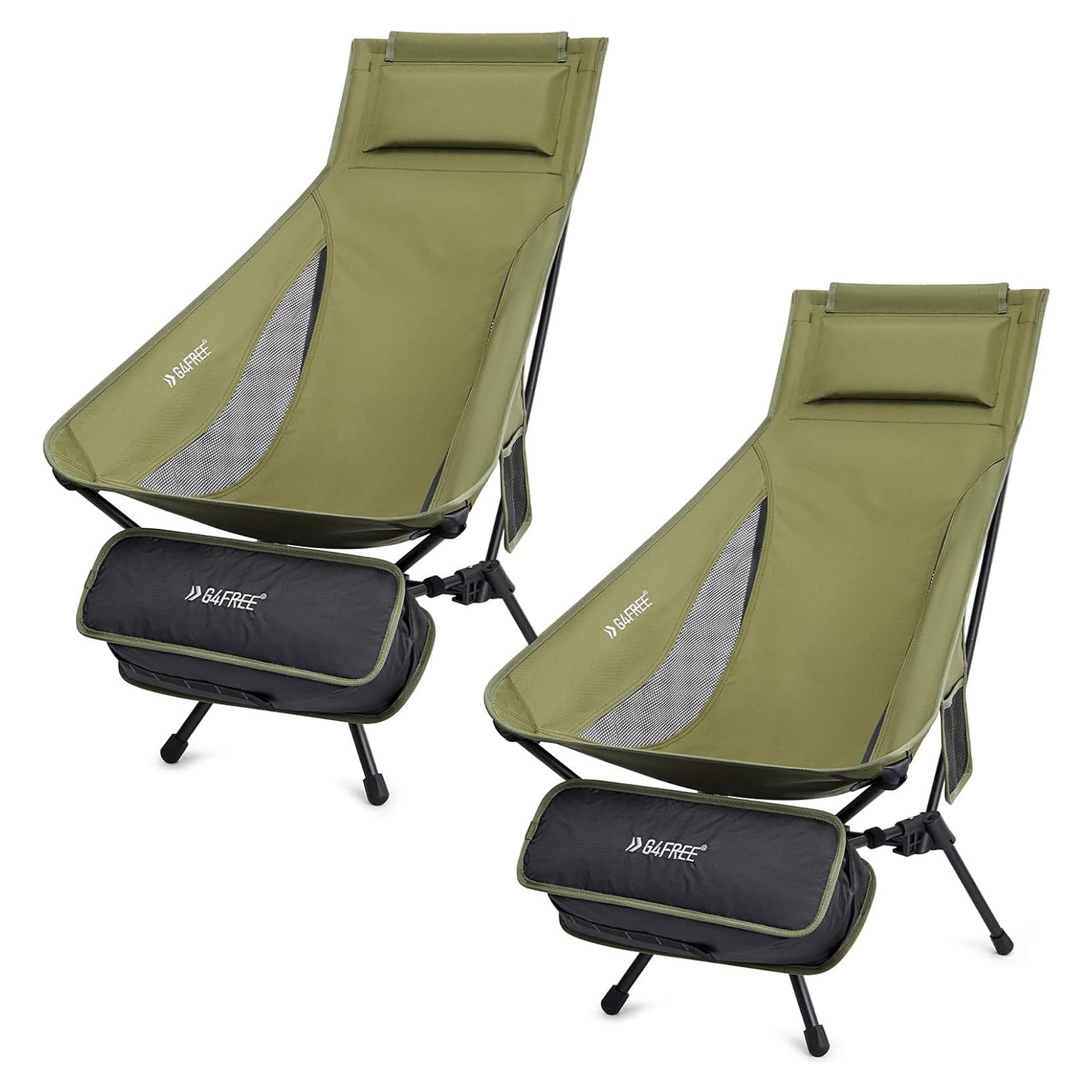 Silla de Camping Plegable G4Free Verde 150Kg Respaldo Alto