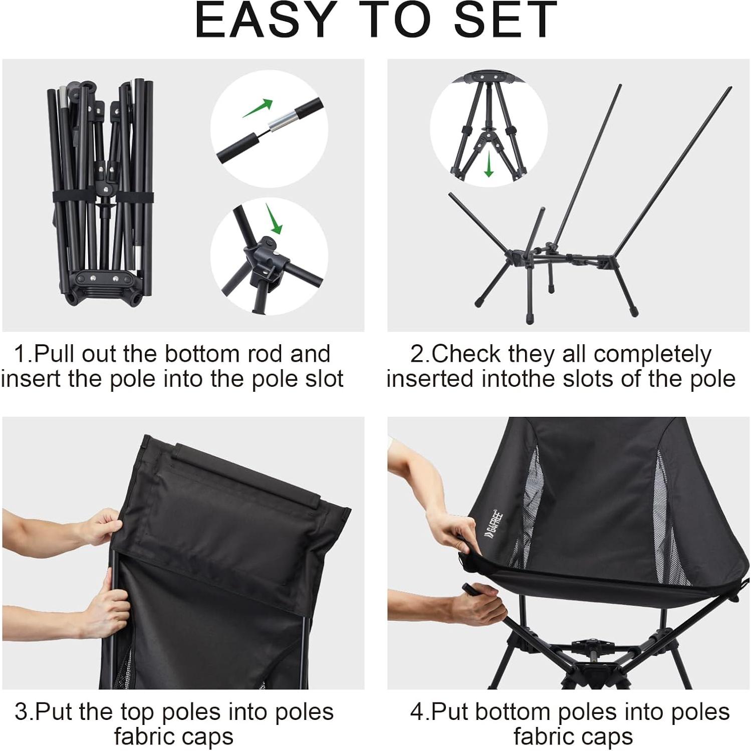 Silla de Camping Plegable G4Free Verde 150Kg Respaldo Alto