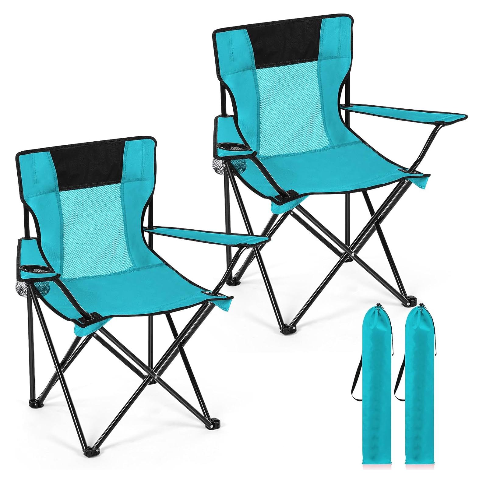 Sillas de Camping Plegables Shellwei 2 PCS Turquesa 120 kg