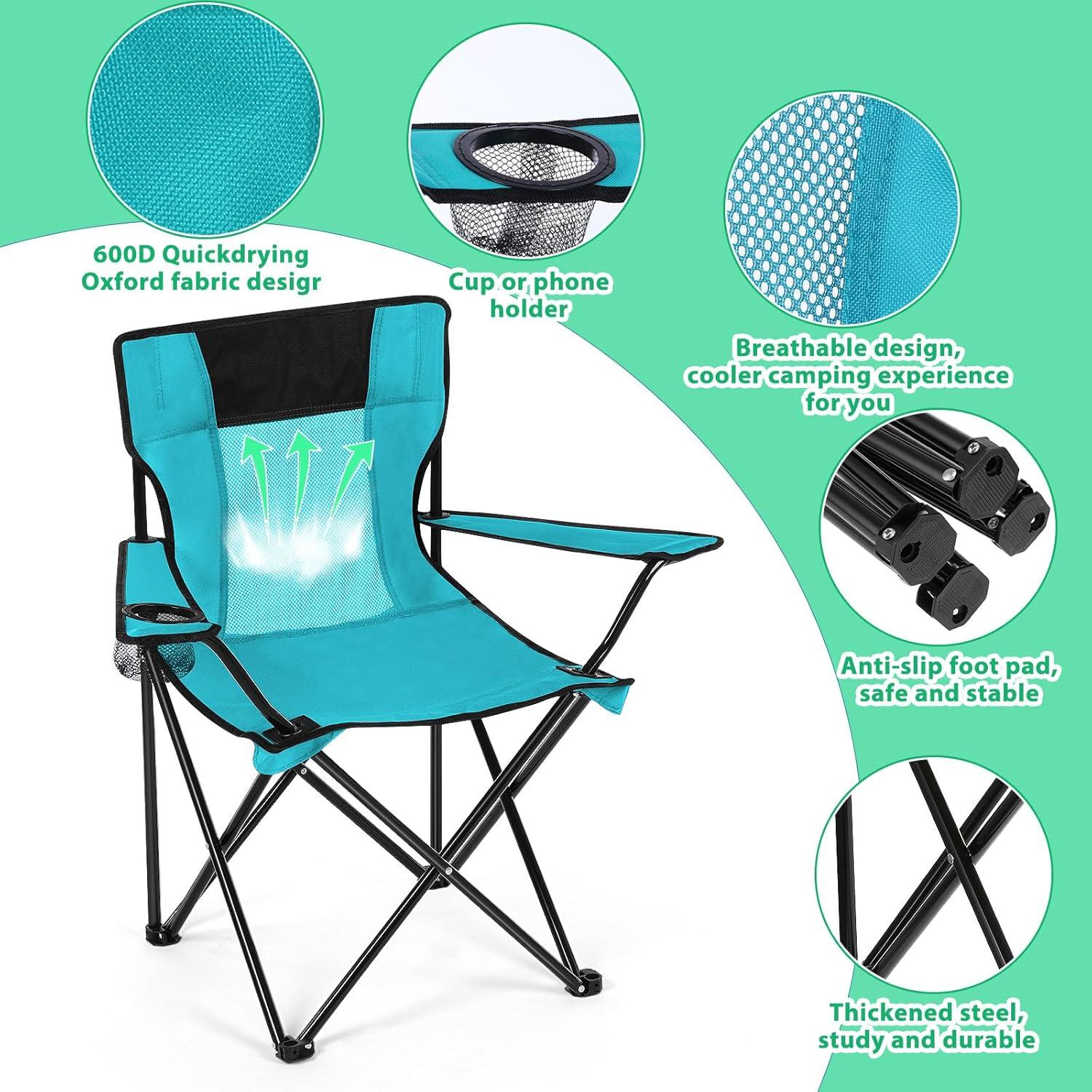 Sillas de Camping Plegables Shellwei 2 PCS Turquesa 120 kg