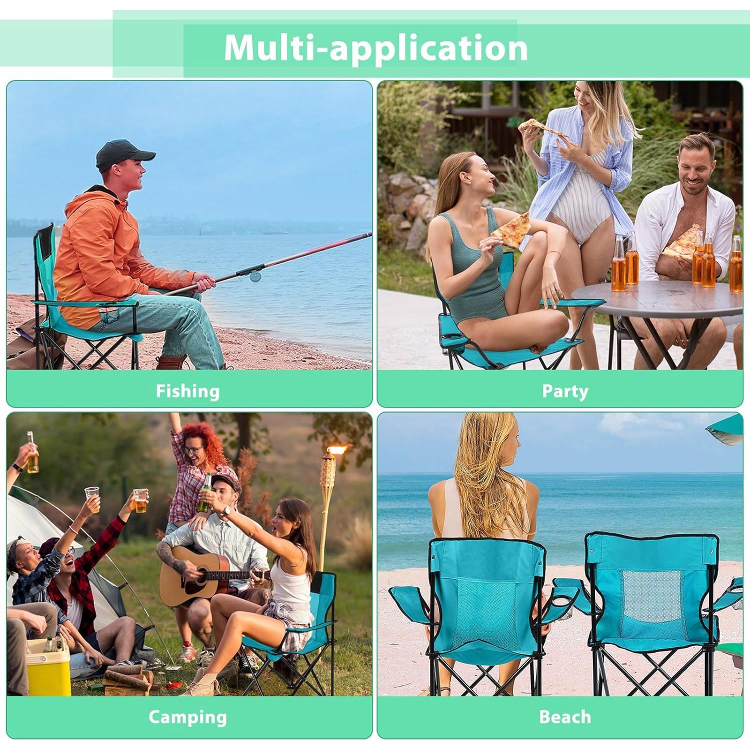 Sillas de Camping Plegables Shellwei 2 PCS Turquesa 120 kg