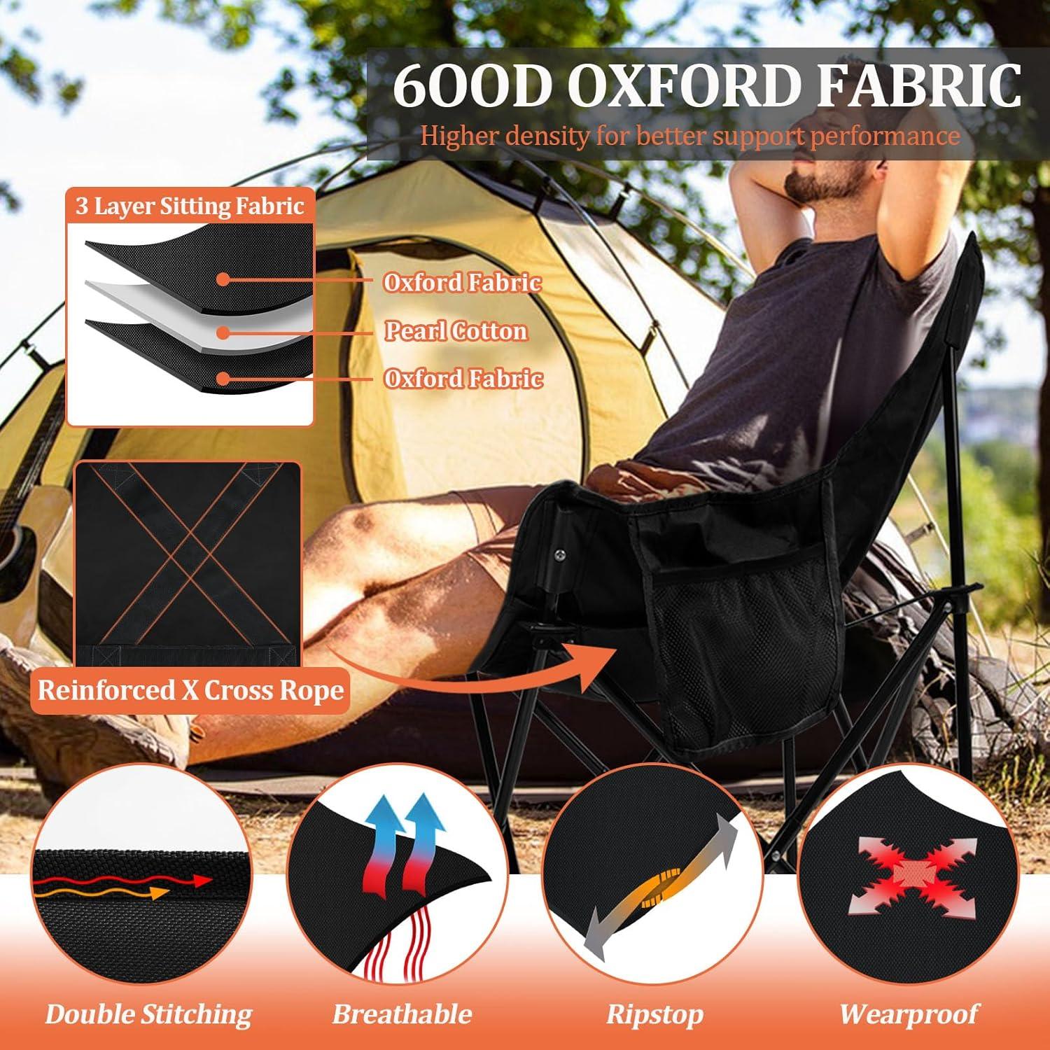 Silla de Camping Plegable Joyfair Negra para Adultos 113KG