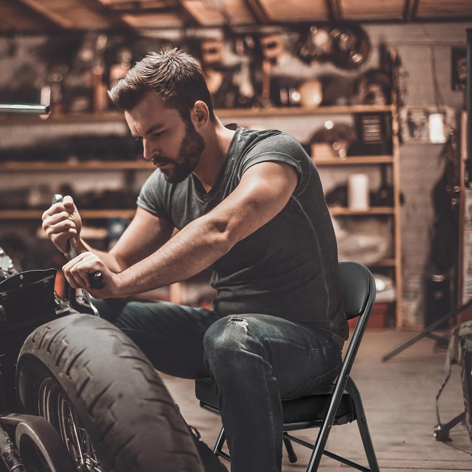 Silla Plegable Mini Fusehome Negra para Camping y Jardín