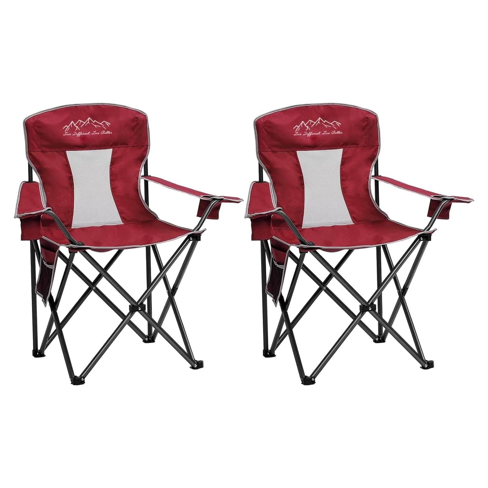 Sillas de Camping Plegables SAILARY 2PCS 147 kg con Portavasos