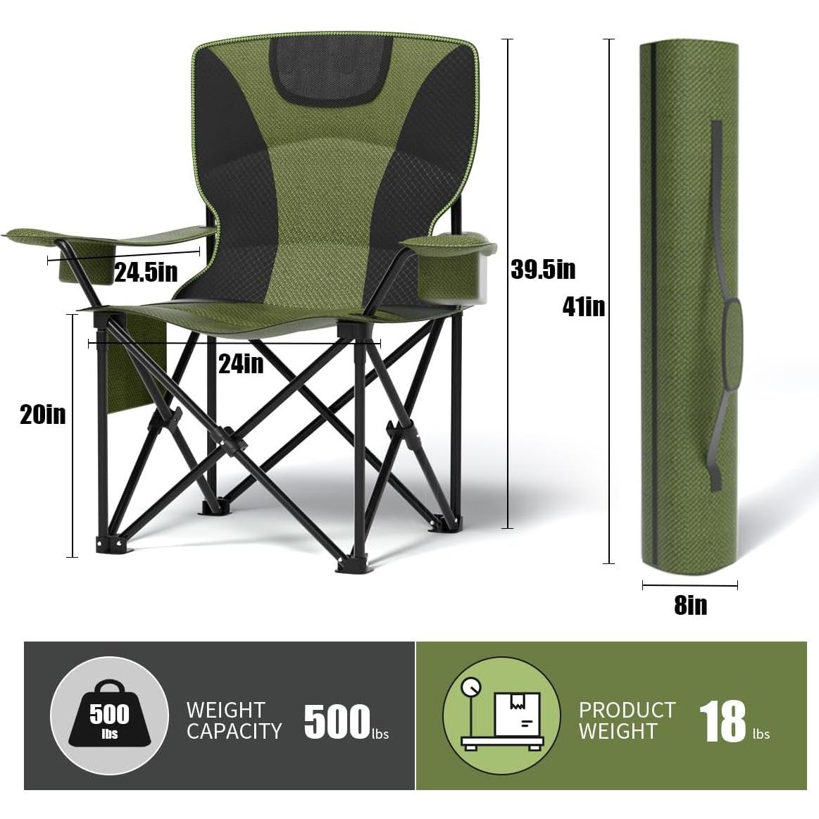 Silla Plegable Extra Grande CJdropshipping 500LB Resistente