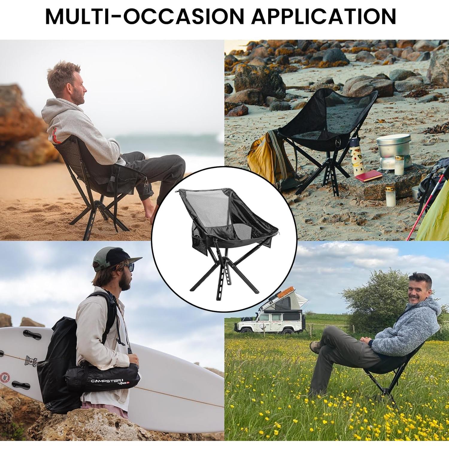 Silla de Camping Sitpack SK_CS2501 Negra, Plegable y Ligera