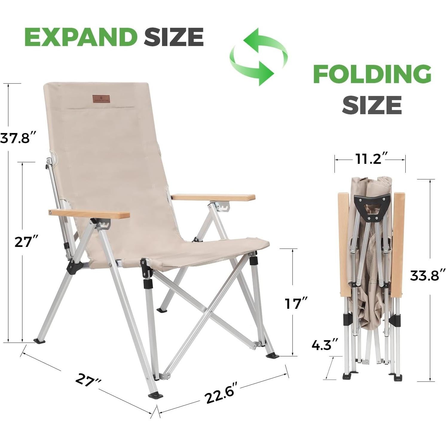 Silla de Camping Plegable OLDVIND con Reposabrazos y Bolsa