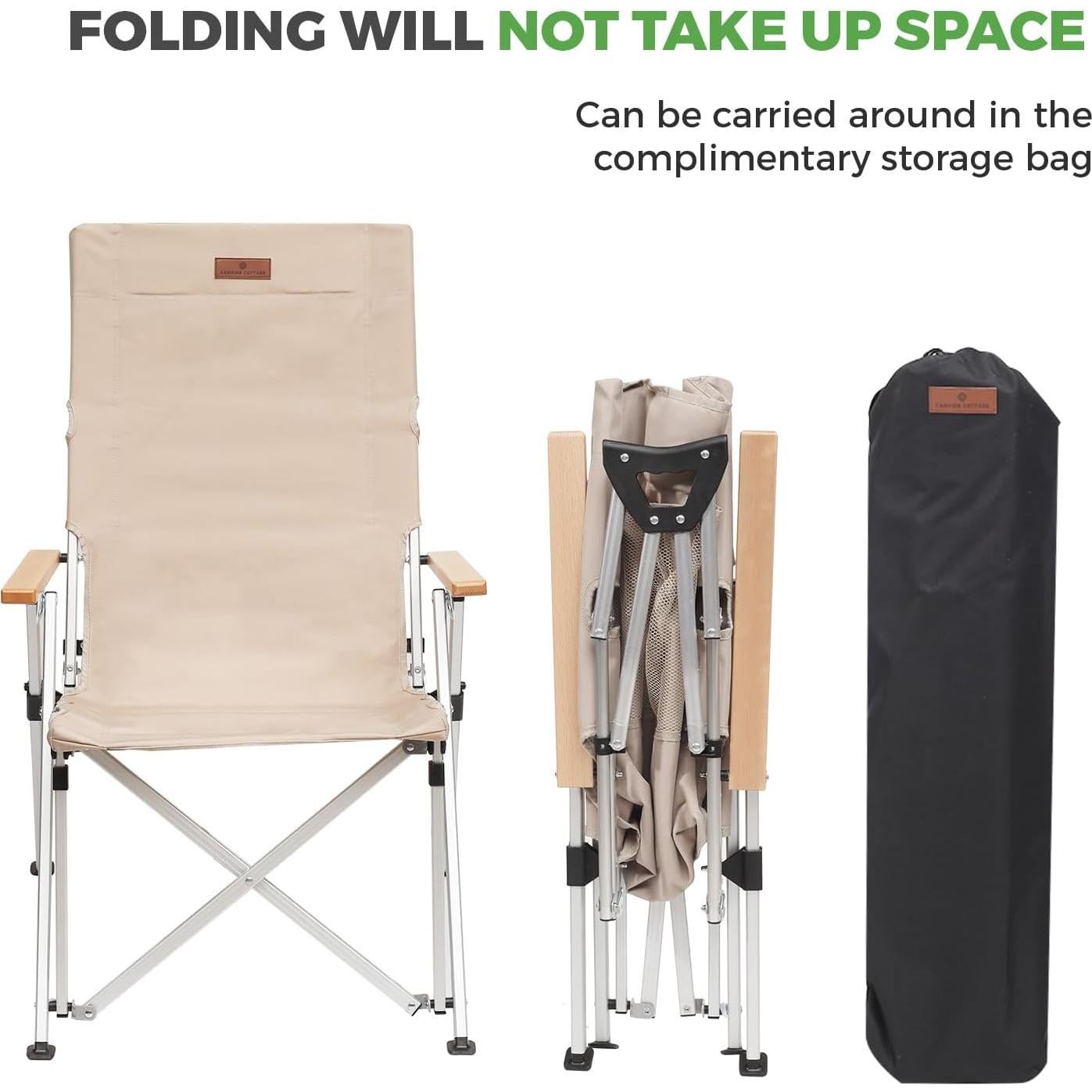 Silla de Camping Plegable OLDVIND con Reposabrazos y Bolsa