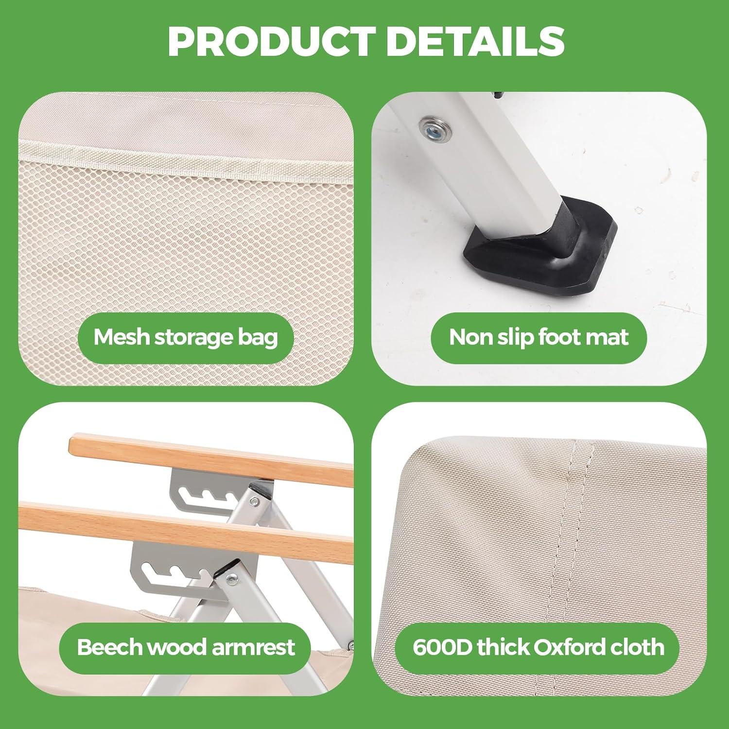 Silla de Camping Plegable OLDVIND con Reposabrazos y Bolsa