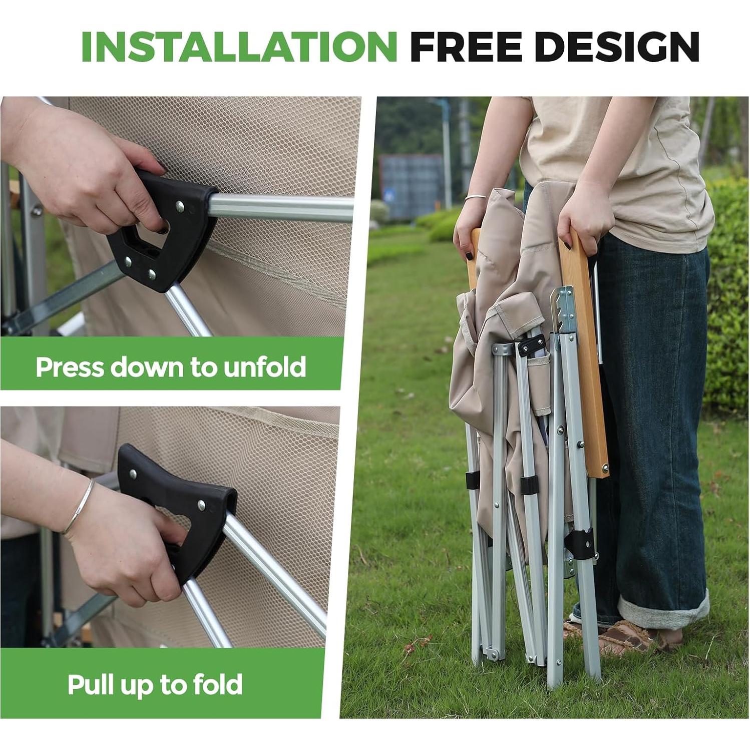 Silla de Camping Plegable OLDVIND con Reposabrazos y Bolsa