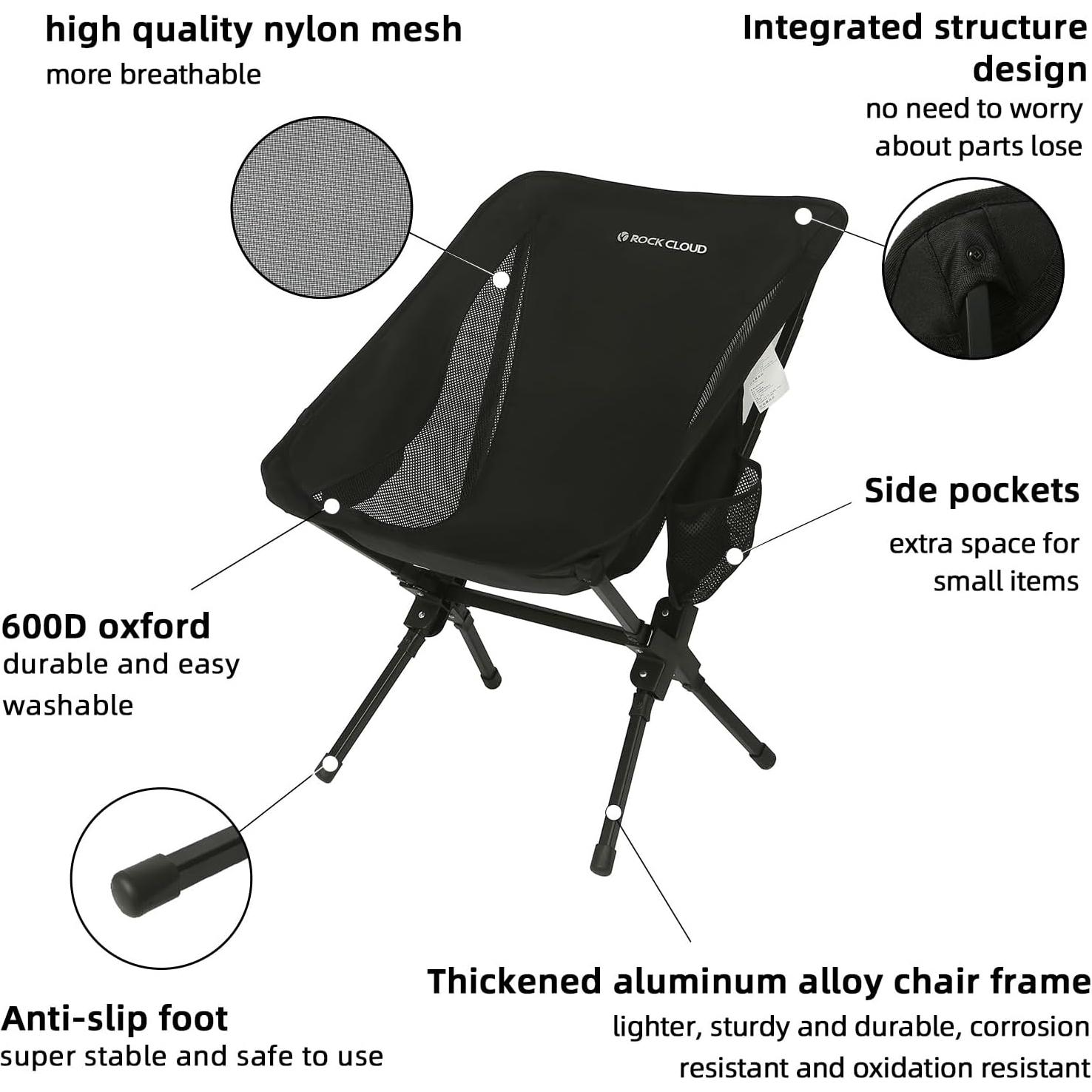 Silla de Camping Plegable ROCK CLOUD Ultraligera 136 kg
