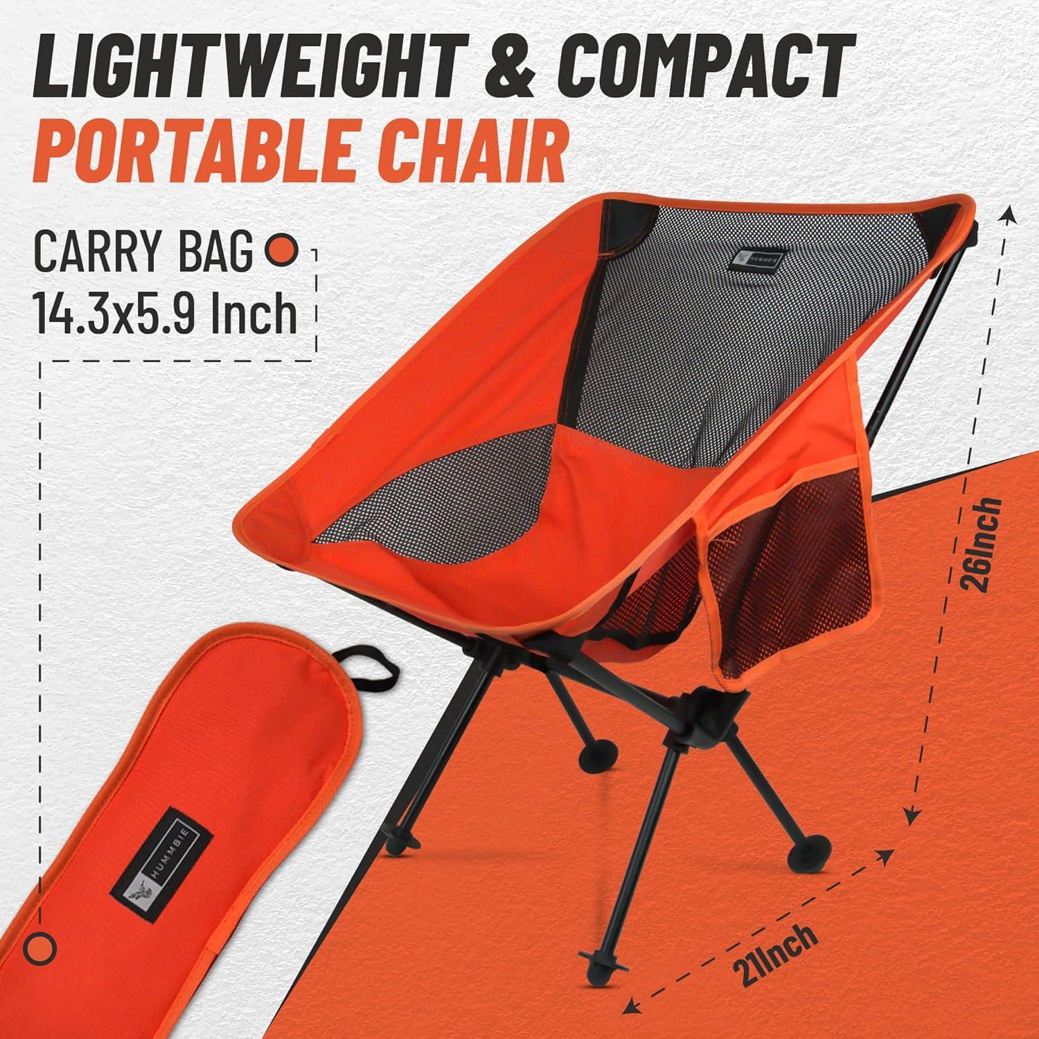 Silla de Camping Plegable Hummbie Naranja 150 kg Ligera