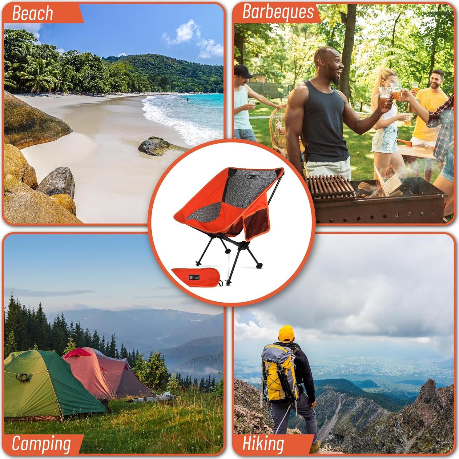 Silla de Camping Plegable Hummbie Naranja 150 kg Ligera