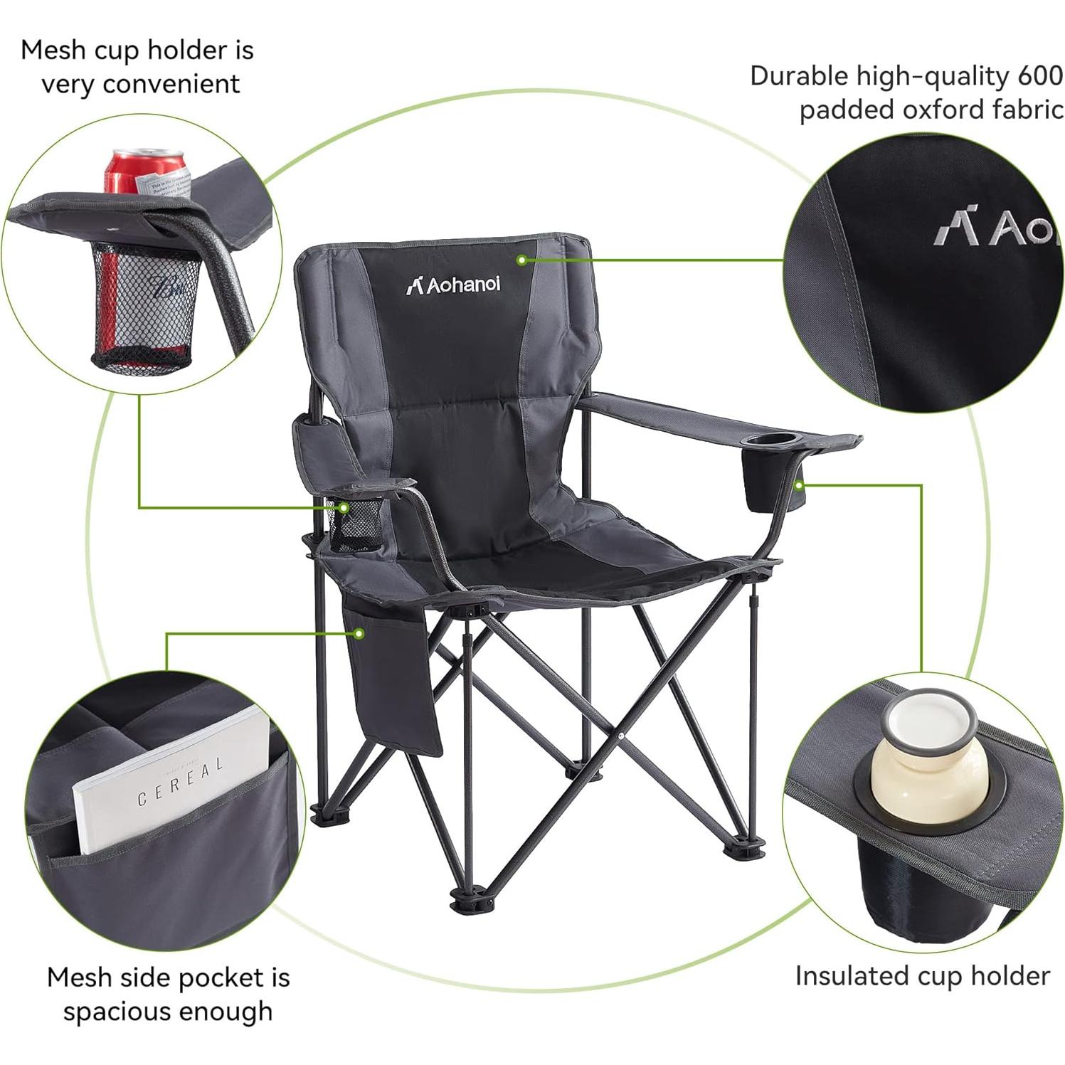 Silla de Camping Plegable Aohanoi Acolchada Extra Ancha