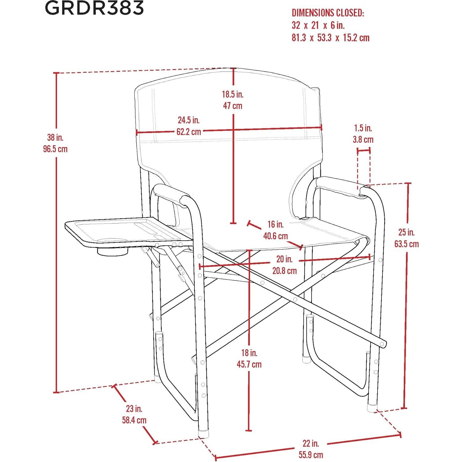 Rio Brands Set of 2 Broadback Compact Design Directors Outdoor Folding Camping Chair, Slate/Putty
