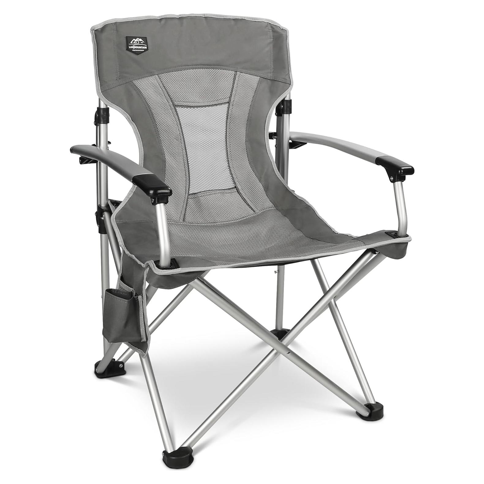 Silla de Camping Plegable LANMOUNTAIN con Brazos Duros y Portavasos