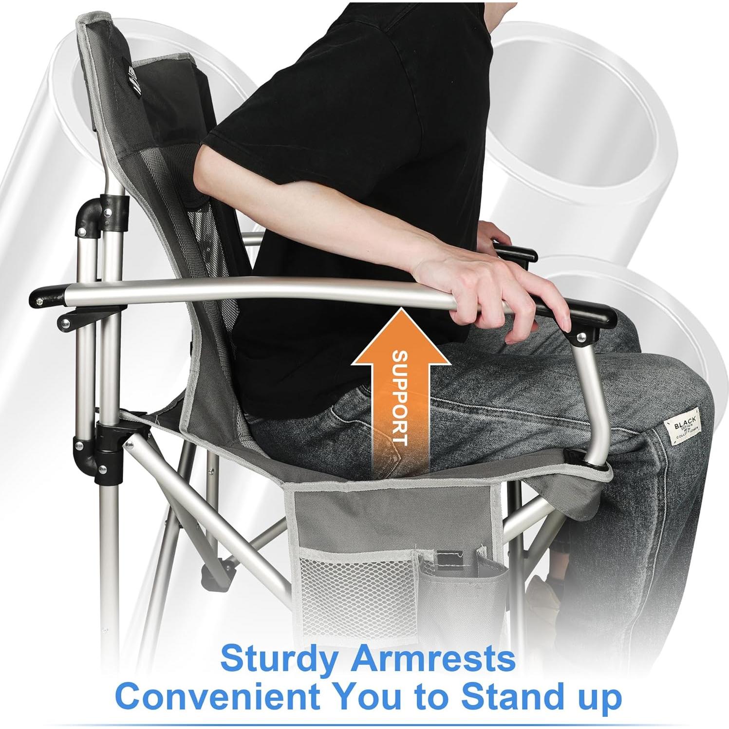 Silla de Camping Plegable LANMOUNTAIN con Brazos Duros y Portavasos