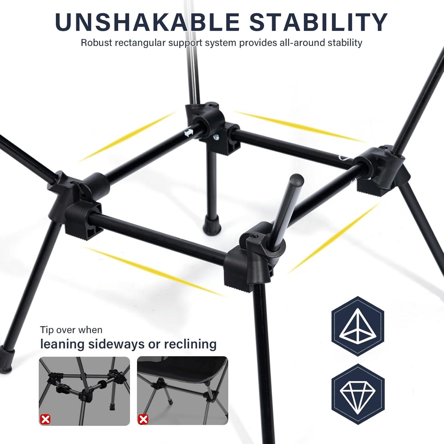 Folding Camping Chairs, Lightweight Backpacking Chair in Compact Design for Camp, Beach, Hiking, Outdoors, Khaki