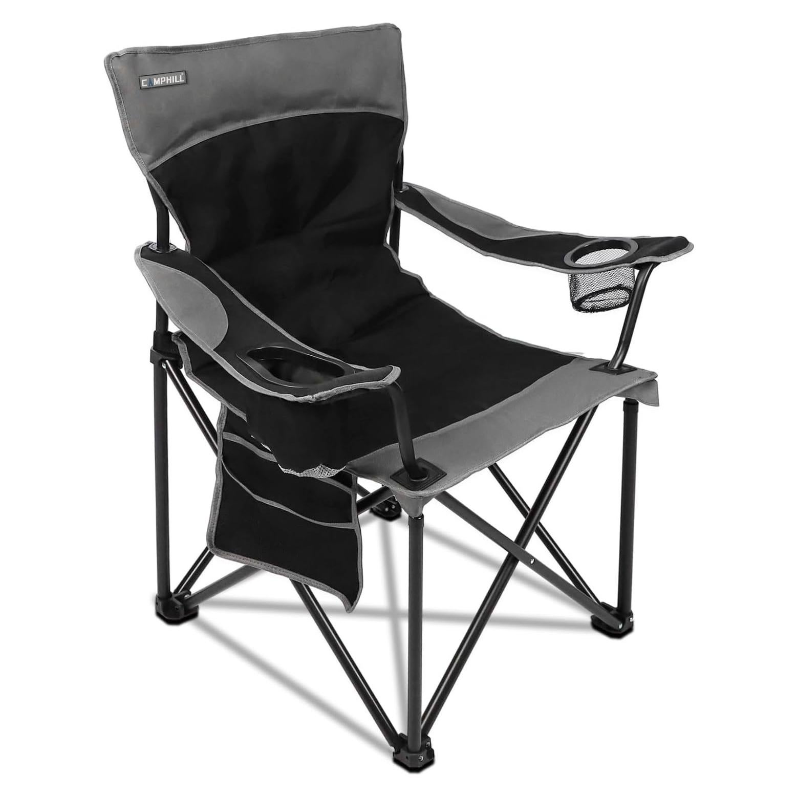 Silla de Camping Plegable CampHill Oxford Negra 136kg