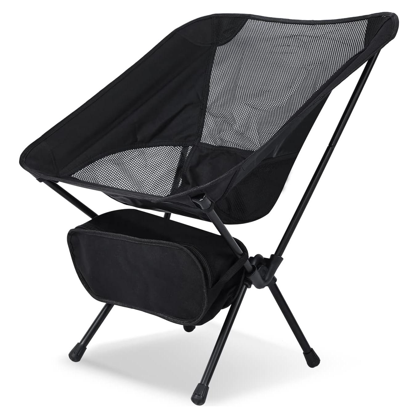 Silla de Camping Plegable YSSOA Ultraligera Negra 1.49 kg