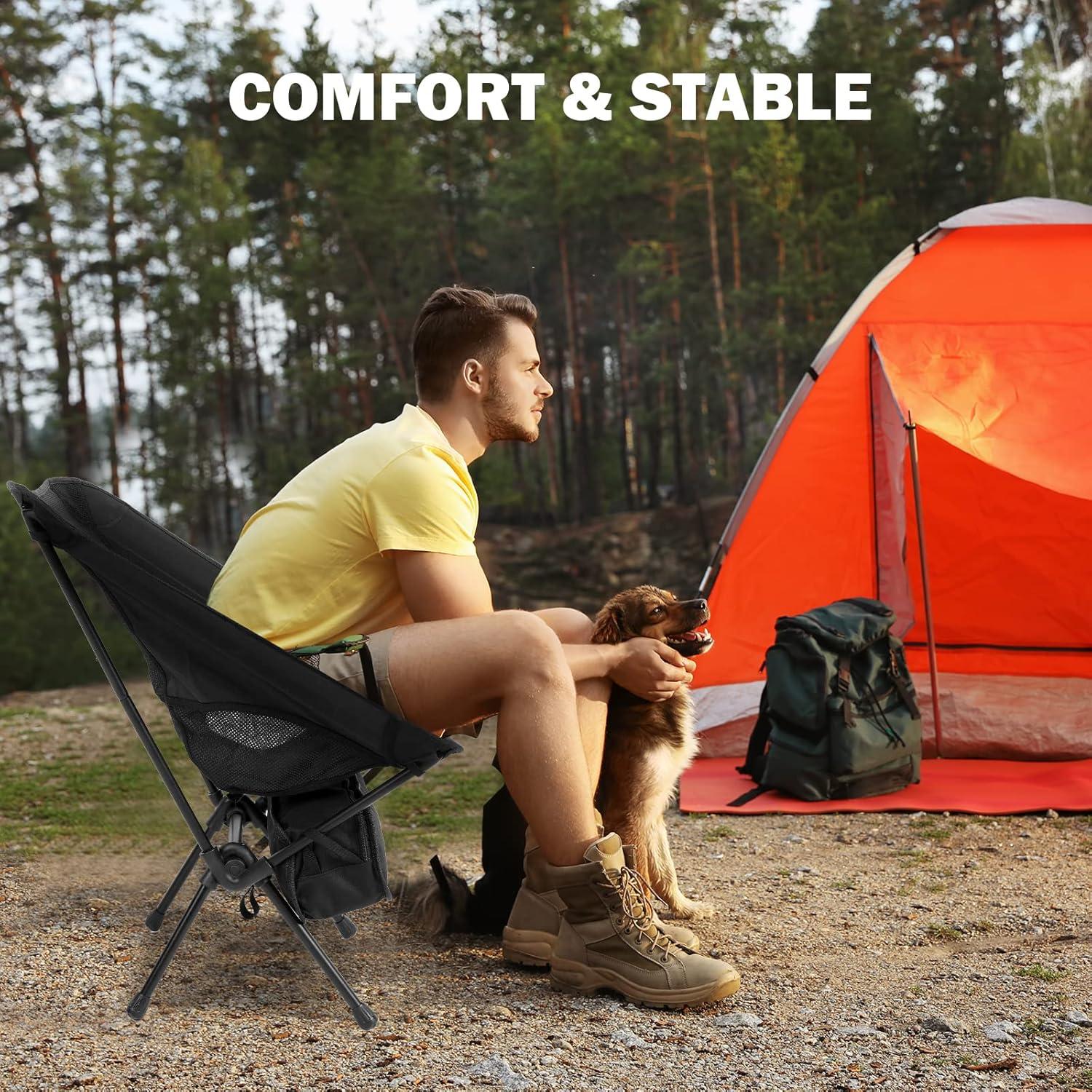 Silla de Camping Plegable YSSOA Ultraligera Negra 1.49 kg