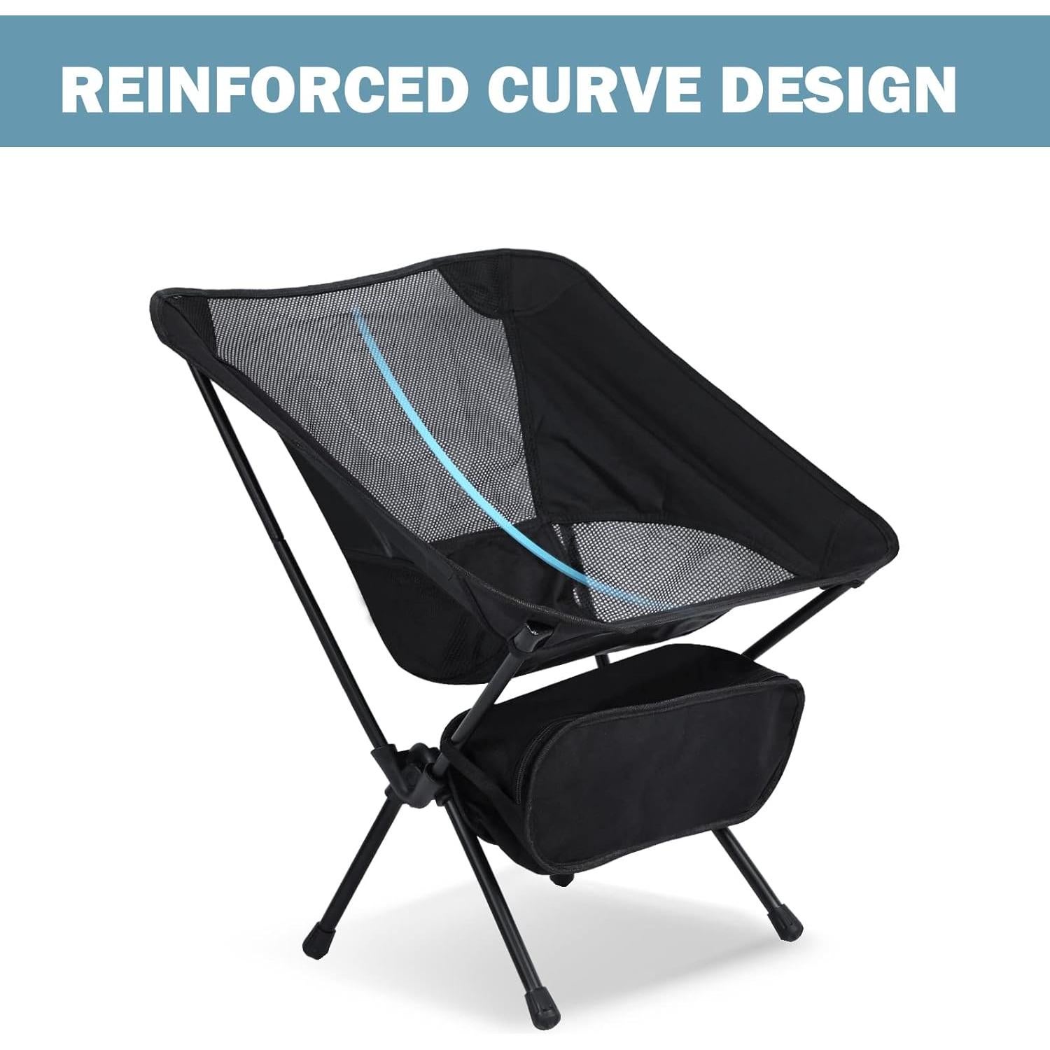 Silla de Camping Plegable YSSOA Ultraligera Negra 1.49 kg