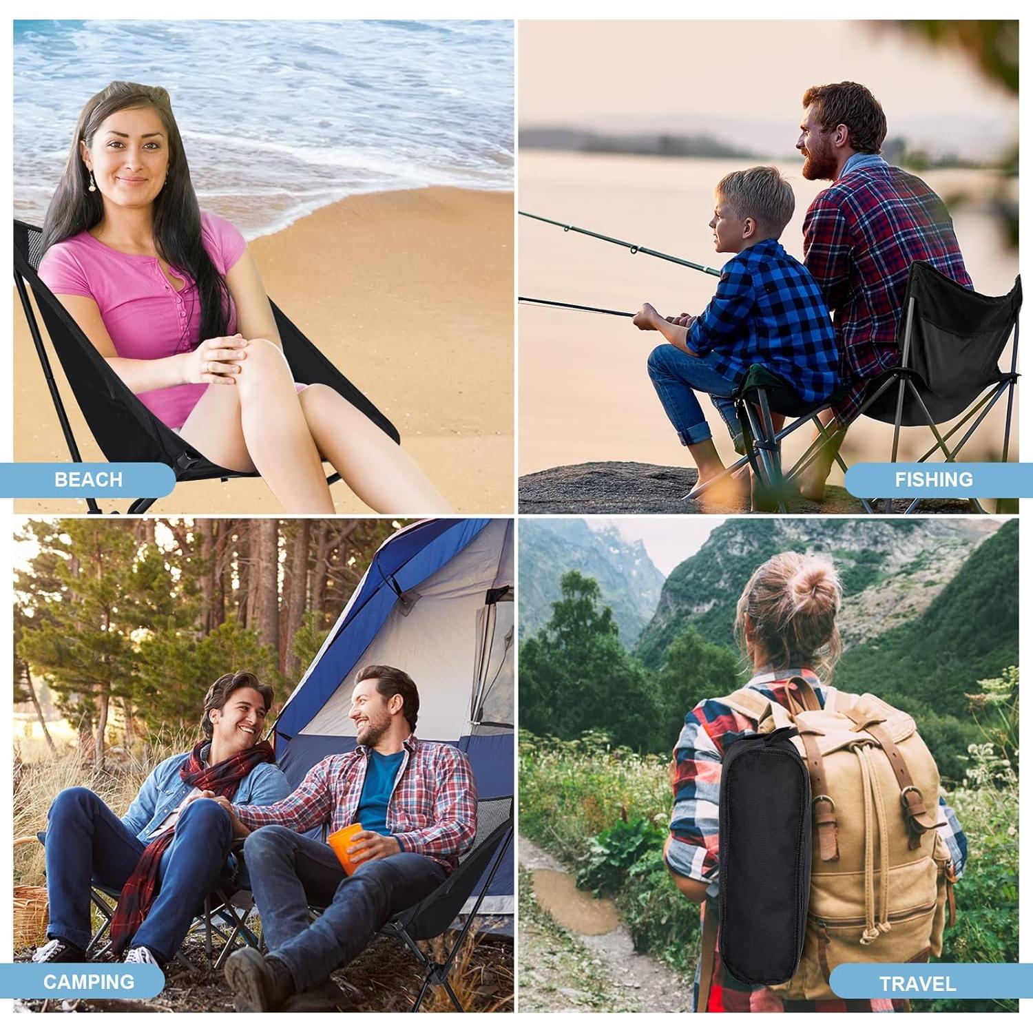 Silla de Camping Plegable YSSOA Ultraligera Negra 1.49 kg