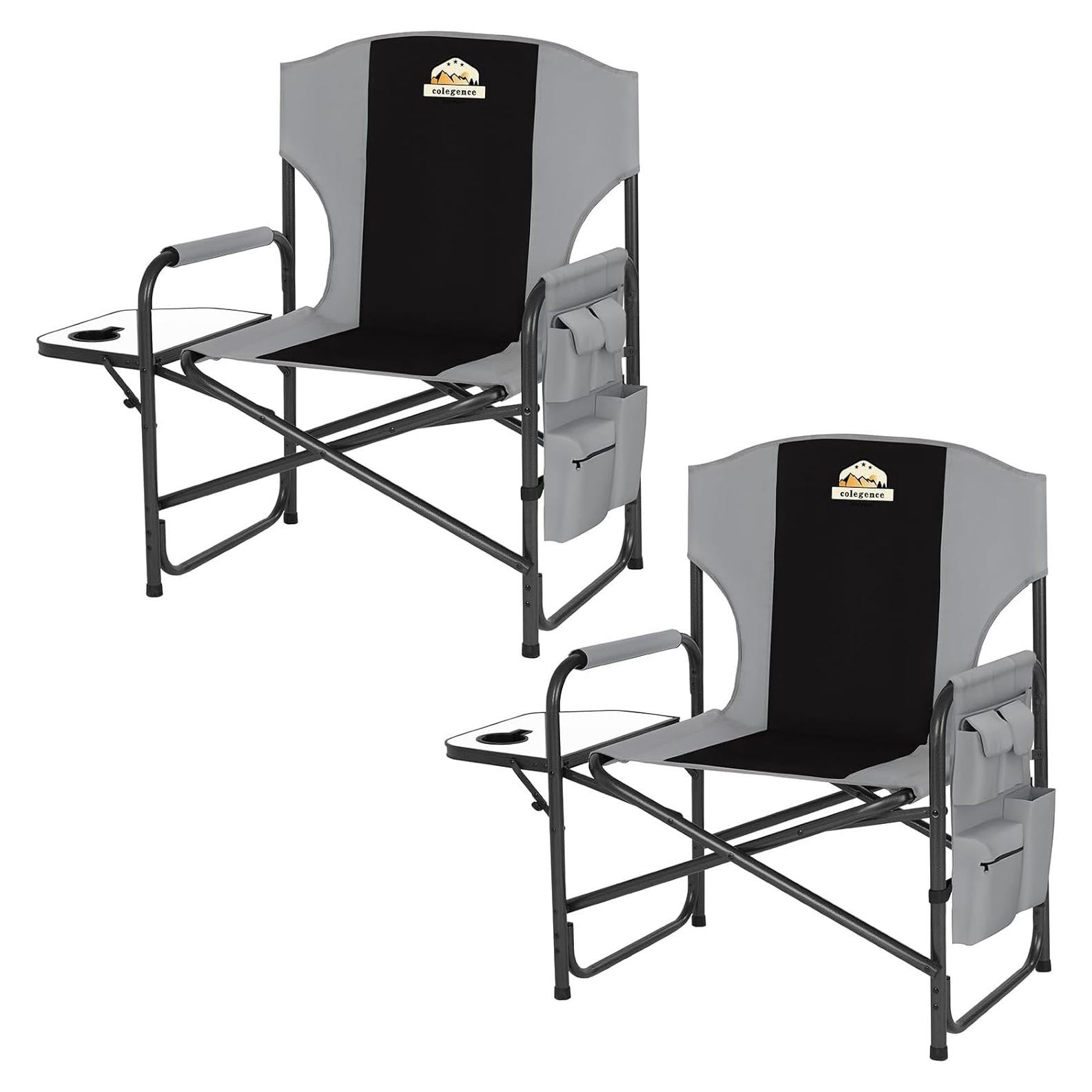 Juego de 2 Sillas de Camping Colegence Plegables 600 LBS Negro