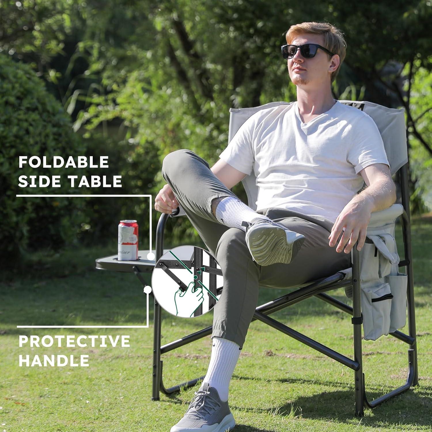 Juego de 2 Sillas de Camping Colegence Plegables 600 LBS Negro