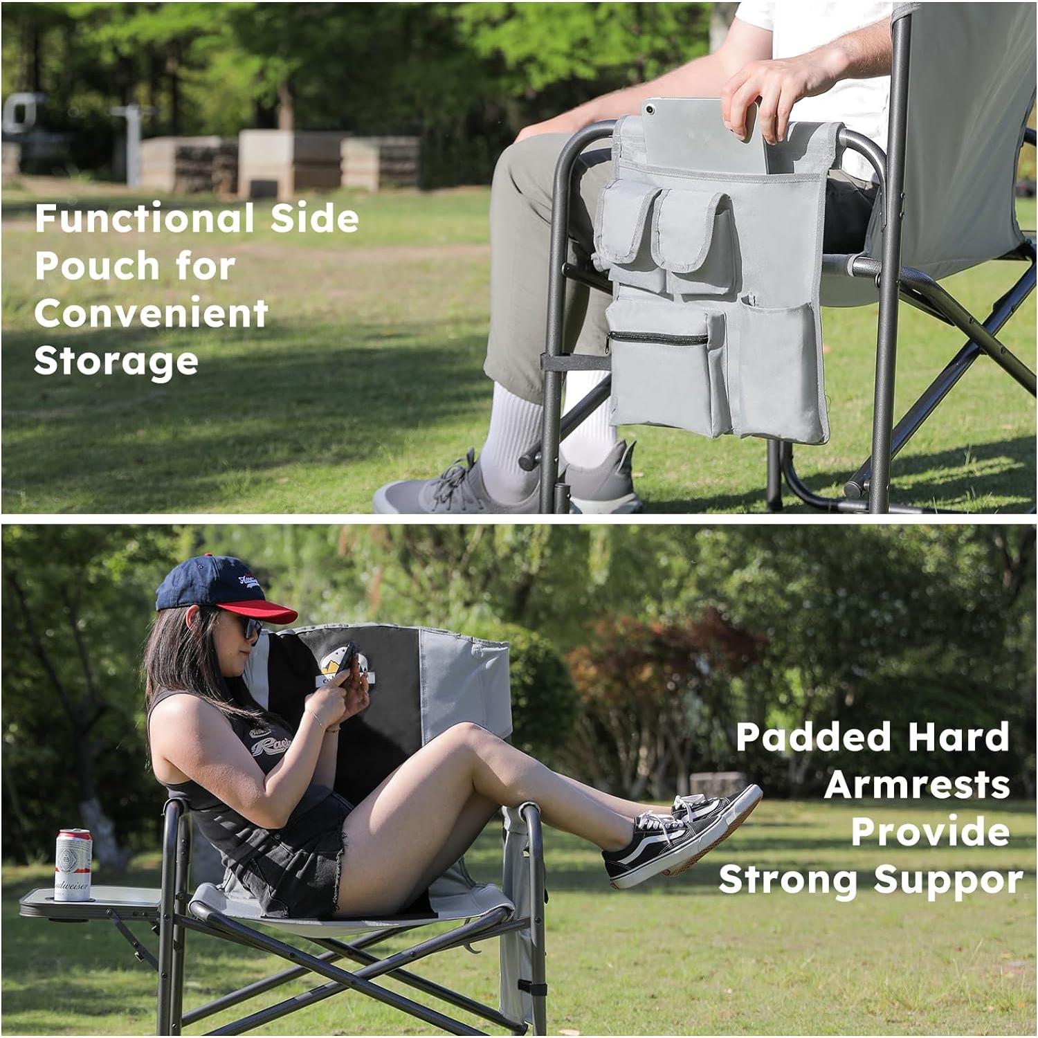 Juego de 2 Sillas de Camping Colegence Plegables 600 LBS Negro