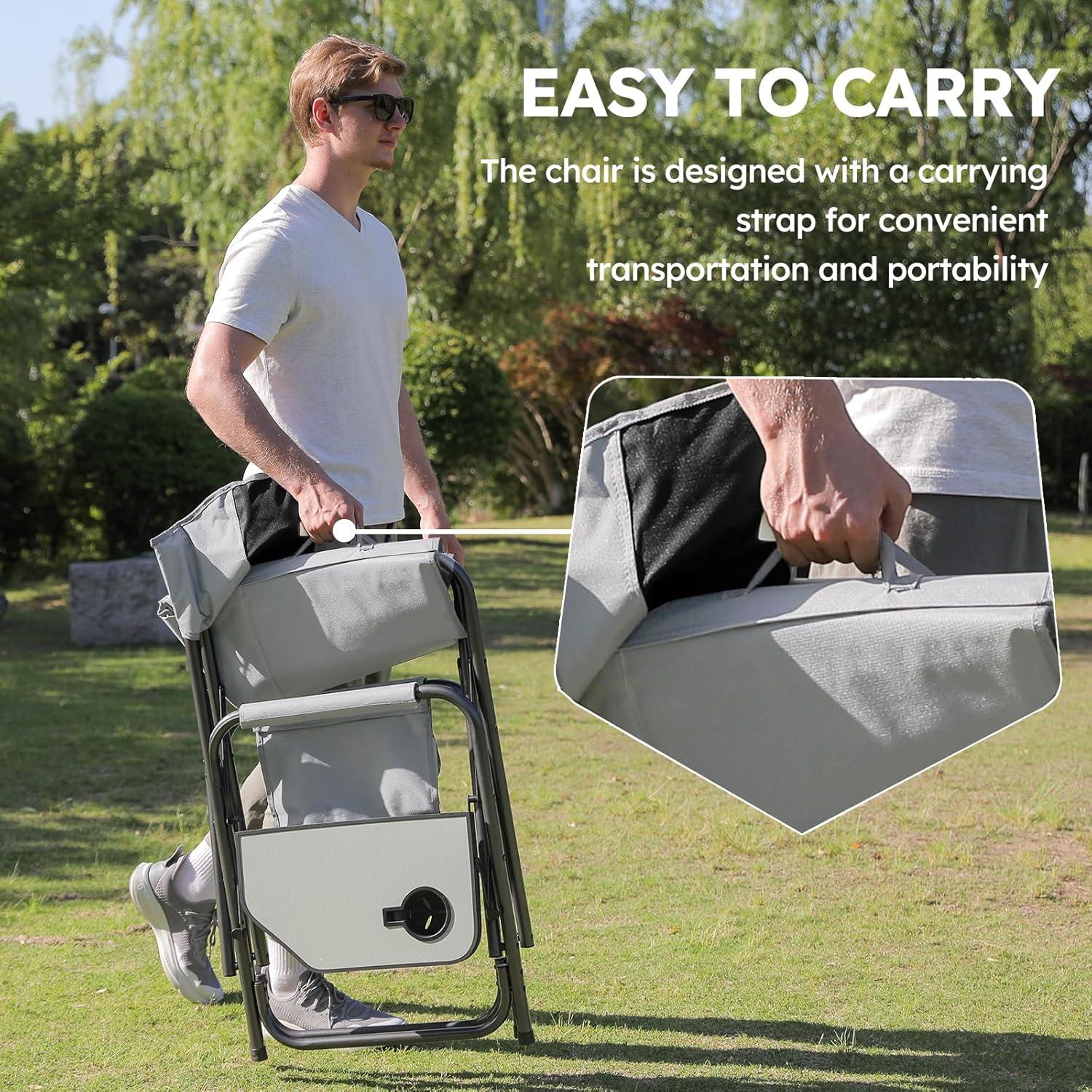 Juego de 2 Sillas de Camping Colegence Plegables 600 LBS Negro