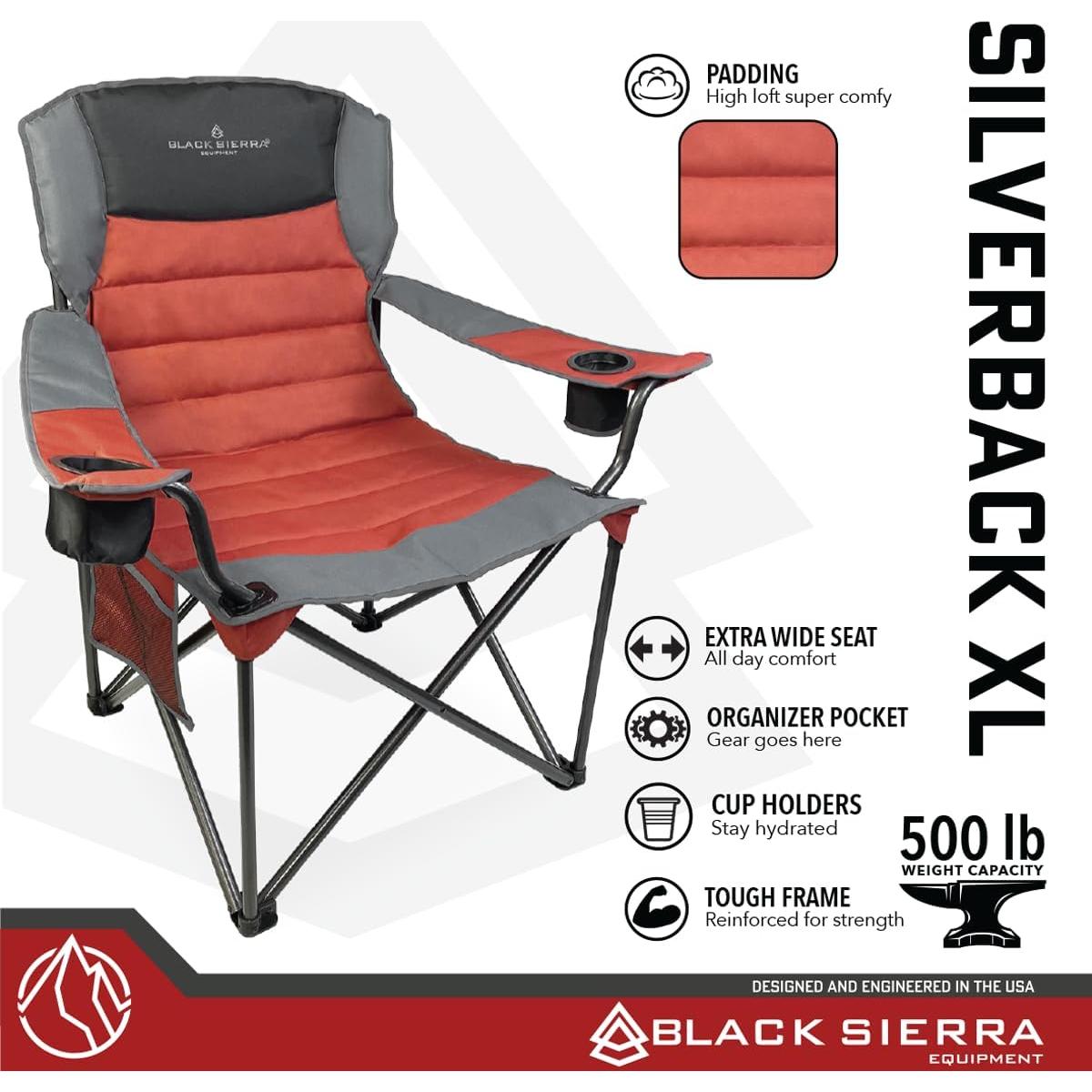 Silla de Camping Plegable Black Sierra Oversize 500 lbs
