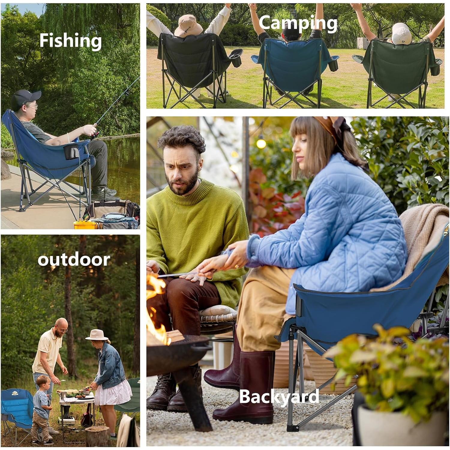 Silla de Camping Padded Colegence XL Verde Plegable 450 lbs