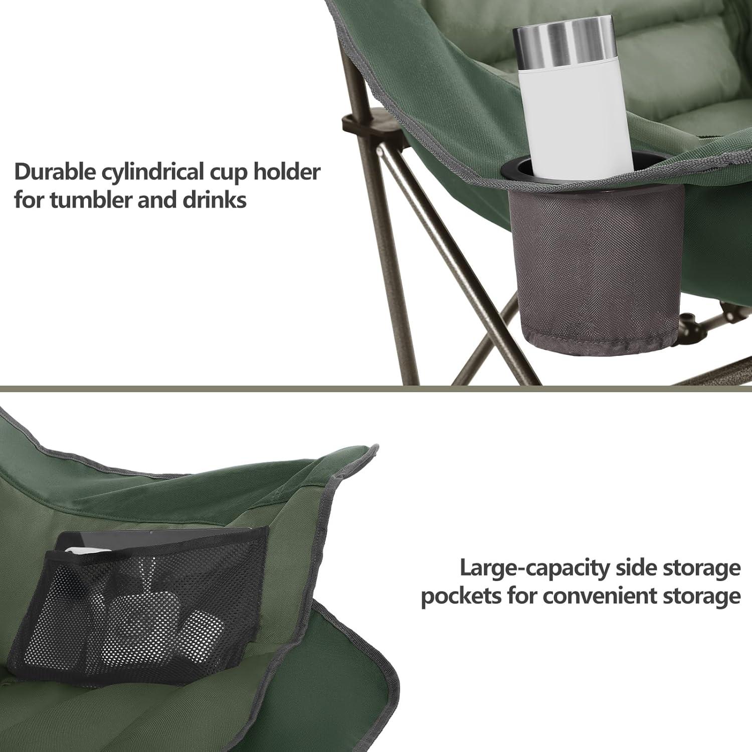 Silla de Camping Padded Colegence XL Verde Plegable 450 lbs