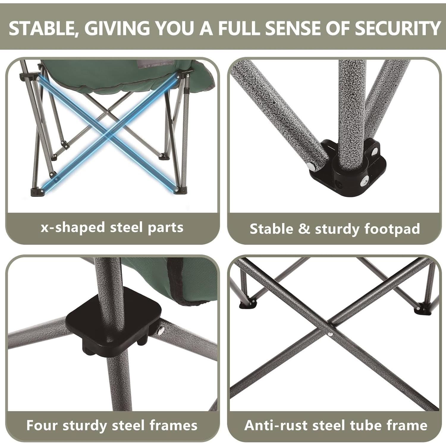 Silla de Camping Padded Colegence XL Verde Plegable 450 lbs