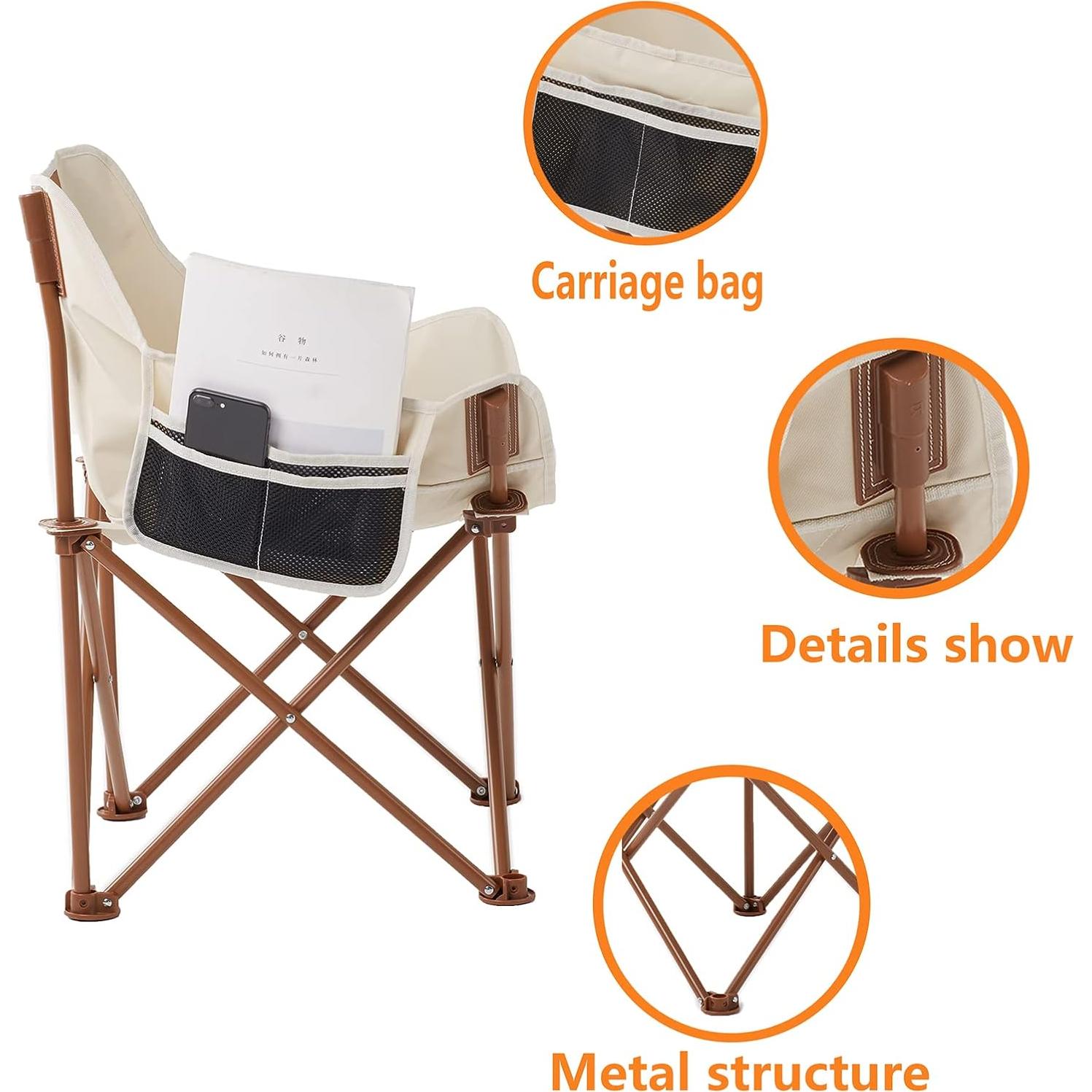 Silla de Camping Plegable TOSAMC 2.49 kg Caqui con Bolsa