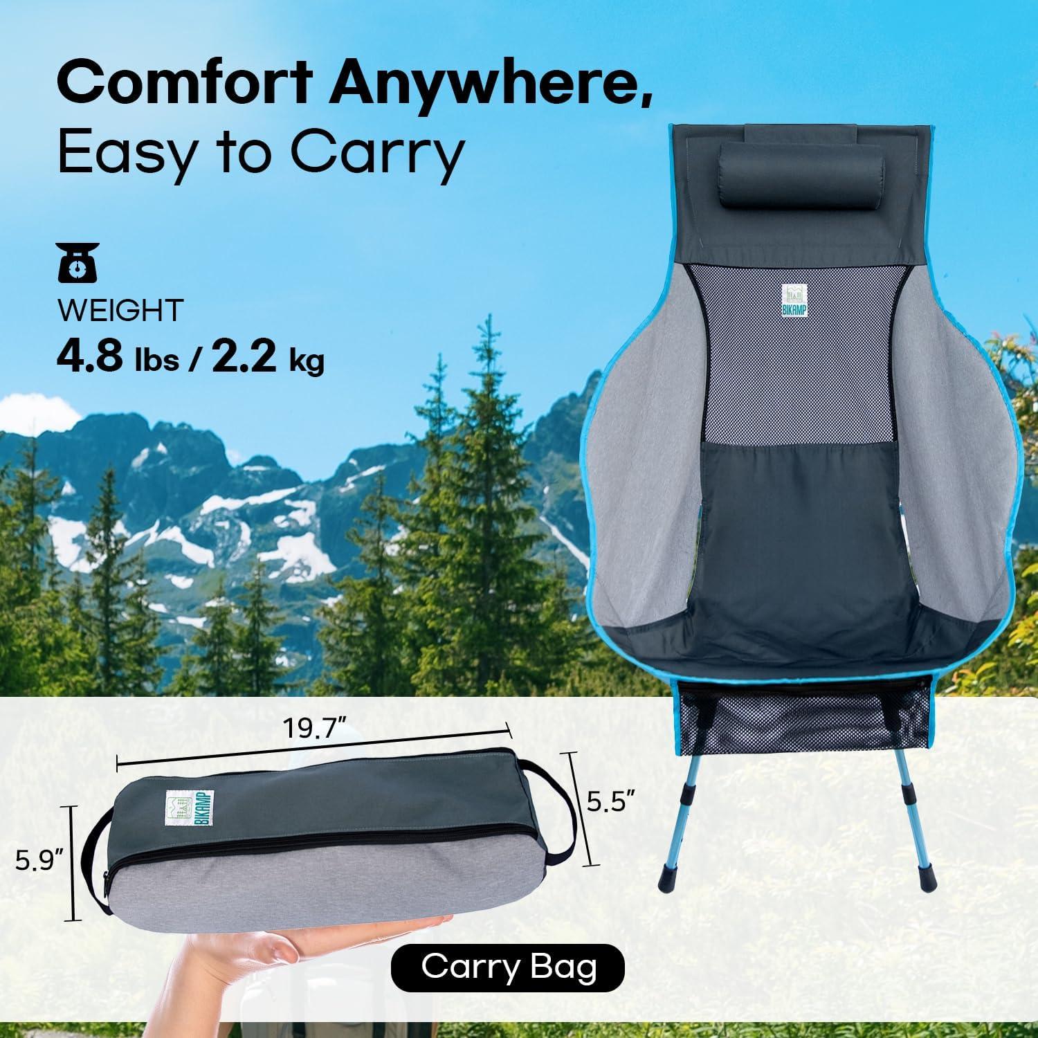 Silla de Camping Plegable BIKAMP Ajustable Respaldo Alto 2.04 kg