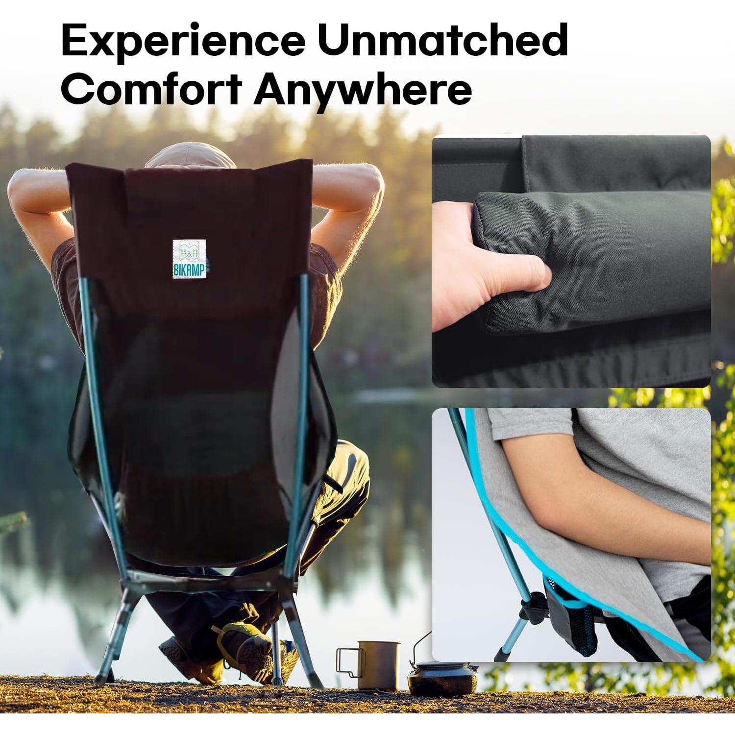 Silla de Camping Plegable BIKAMP Ajustable Respaldo Alto 2.04 kg
