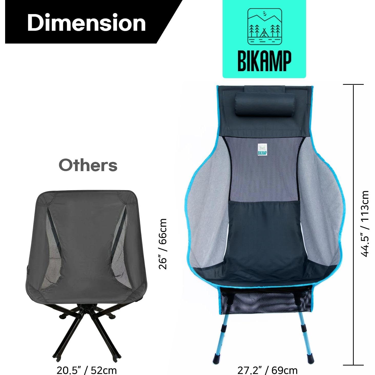Silla de Camping Plegable BIKAMP Ajustable Respaldo Alto 2.04 kg