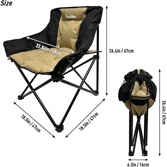 Small Folding Chairs for Outside Padded Outdoor Folding Chairs KontMan Portable Padded Camping Chair Heavy Duty 265 lbs for Camping