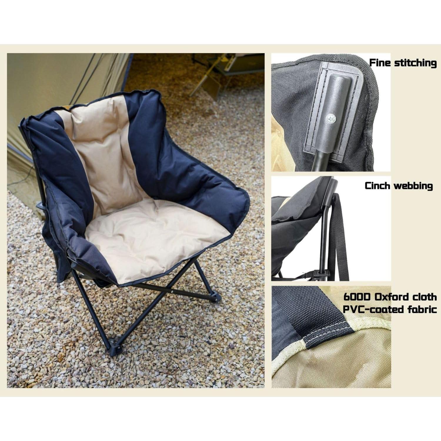 Small Folding Chairs for Outside Padded Outdoor Folding Chairs KontMan Portable Padded Camping Chair Heavy Duty 265 lbs for Camping