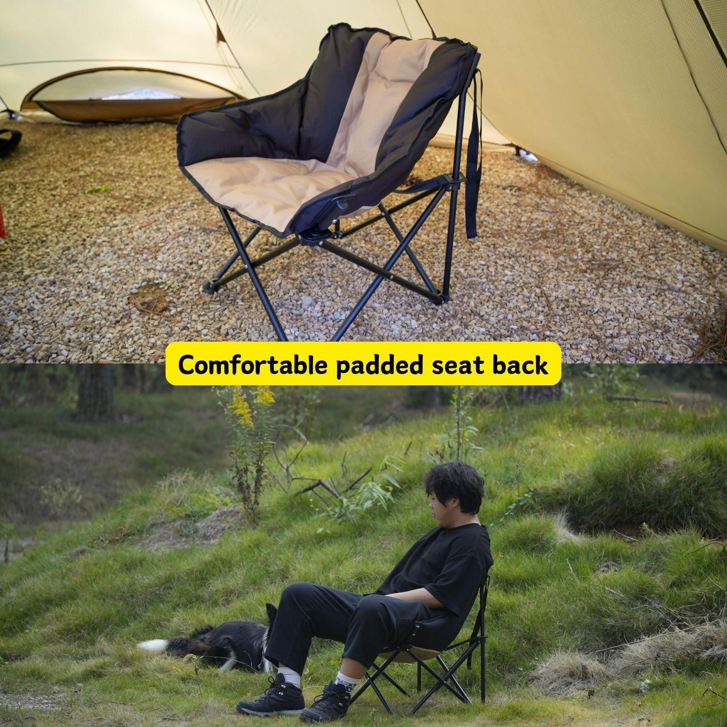 Small Folding Chairs for Outside Padded Outdoor Folding Chairs KontMan Portable Padded Camping Chair Heavy Duty 265 lbs for Camping