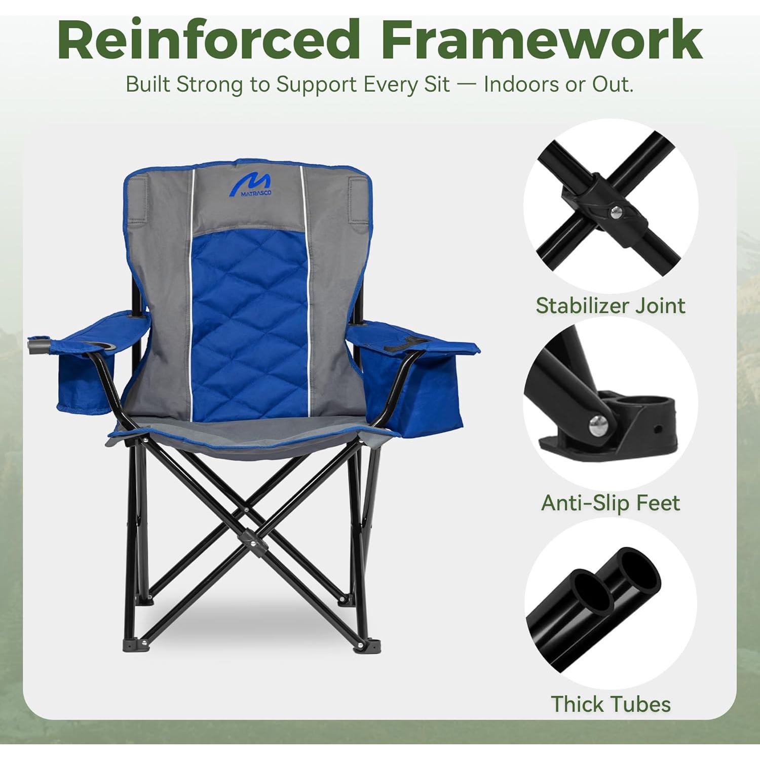 Silla de Camping Matrasco Sobredimensionada 204 kg Acolchada