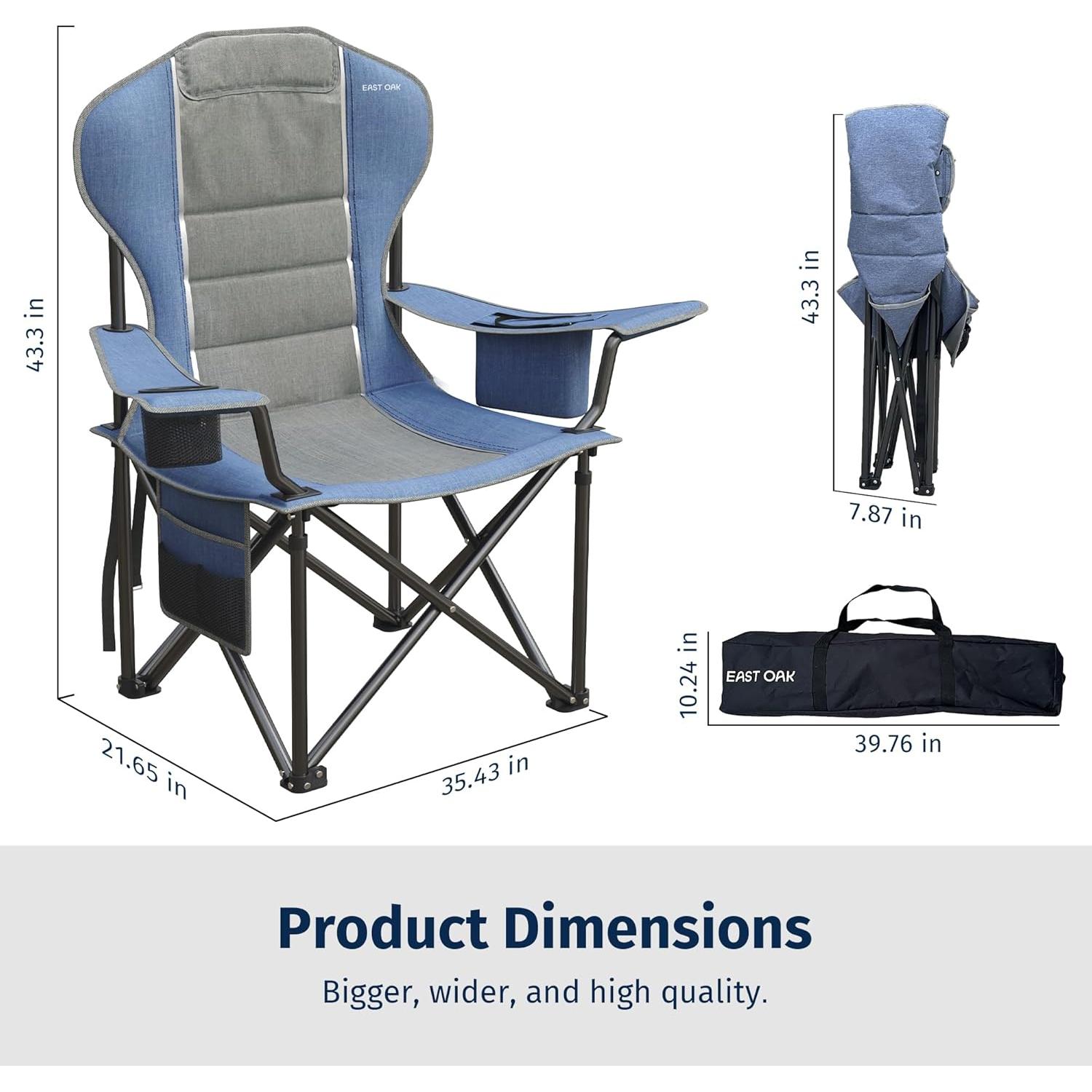 Silla Plegable Camping EAST OAK 500 Lbs Azul 600D Oxford